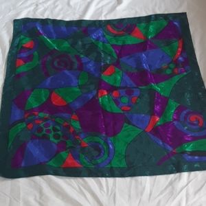 Vintage 90s Colorful Abstract Polyester Scarf